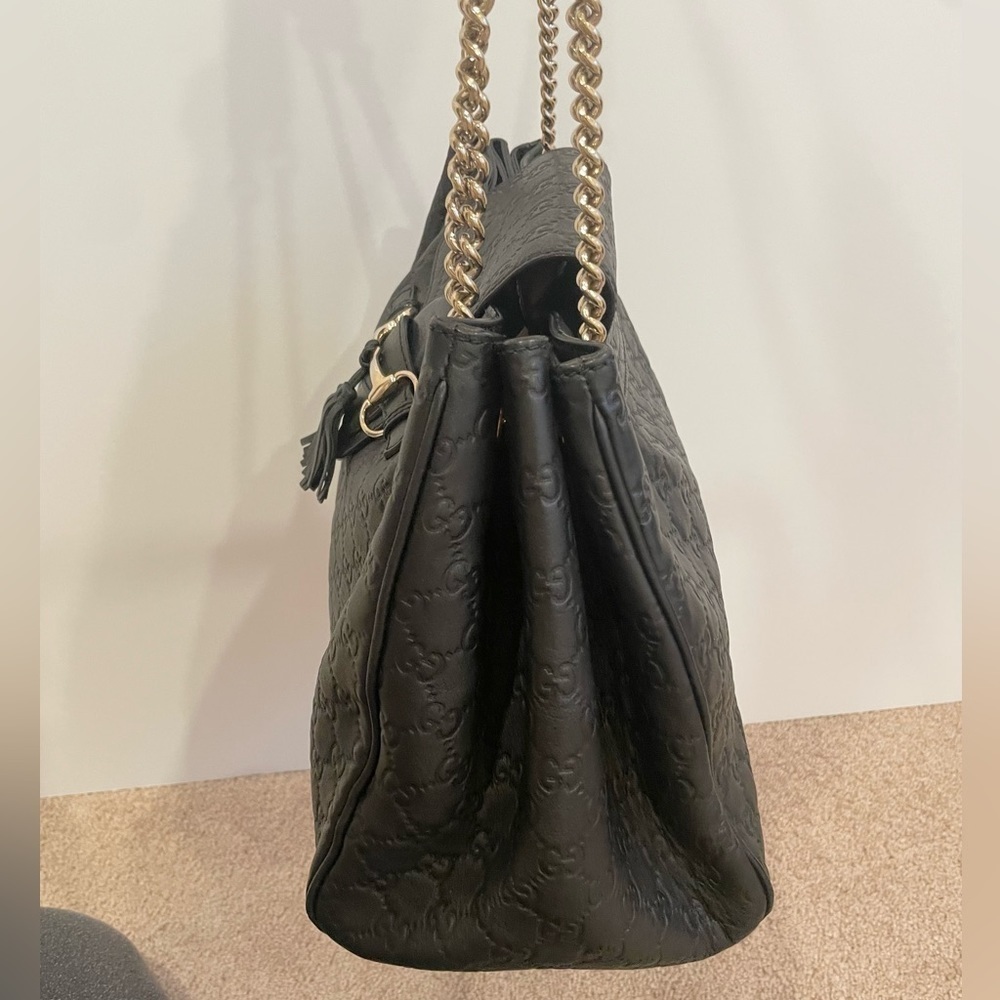 Gucci Black Leather Emily Medium Guccissima Shoulder Bag - Picture 7 of 15